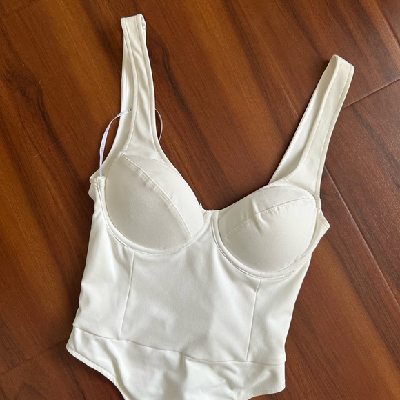 CLUB LONDON white lace up legging pants w corset padded underwire bodysuit SET - Picture 12 of 12